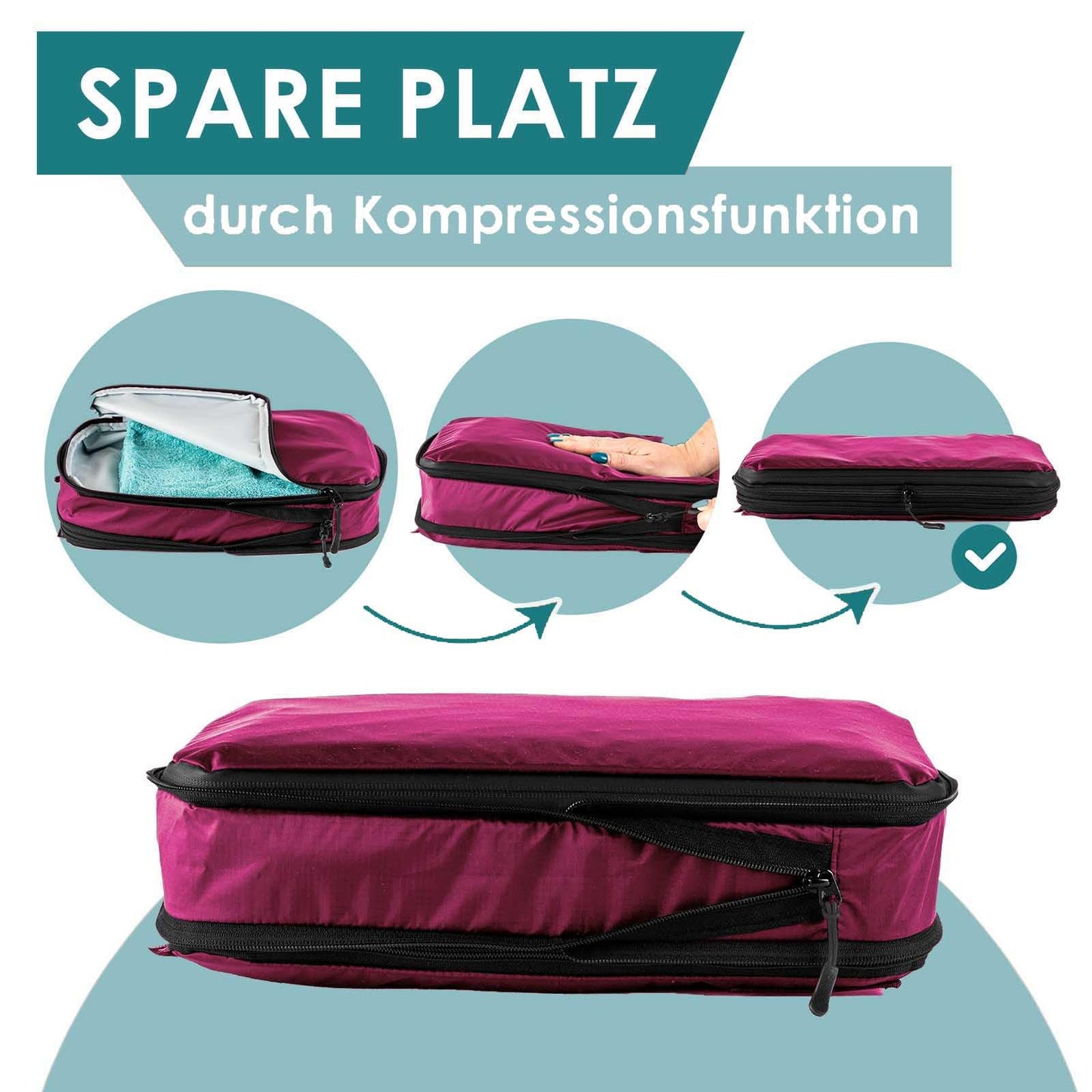 Packing Cubes mit Kompression in 6 verschiedenen Farben