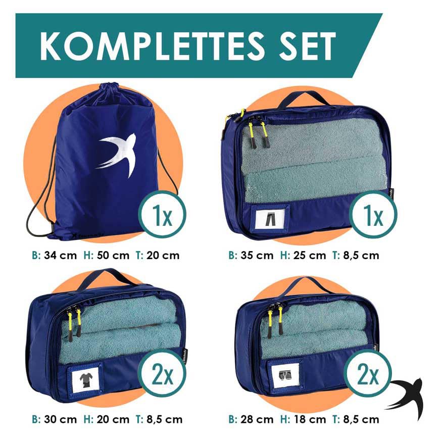 Packing Cubes mit Kompression in 6 verschiedenen Farben