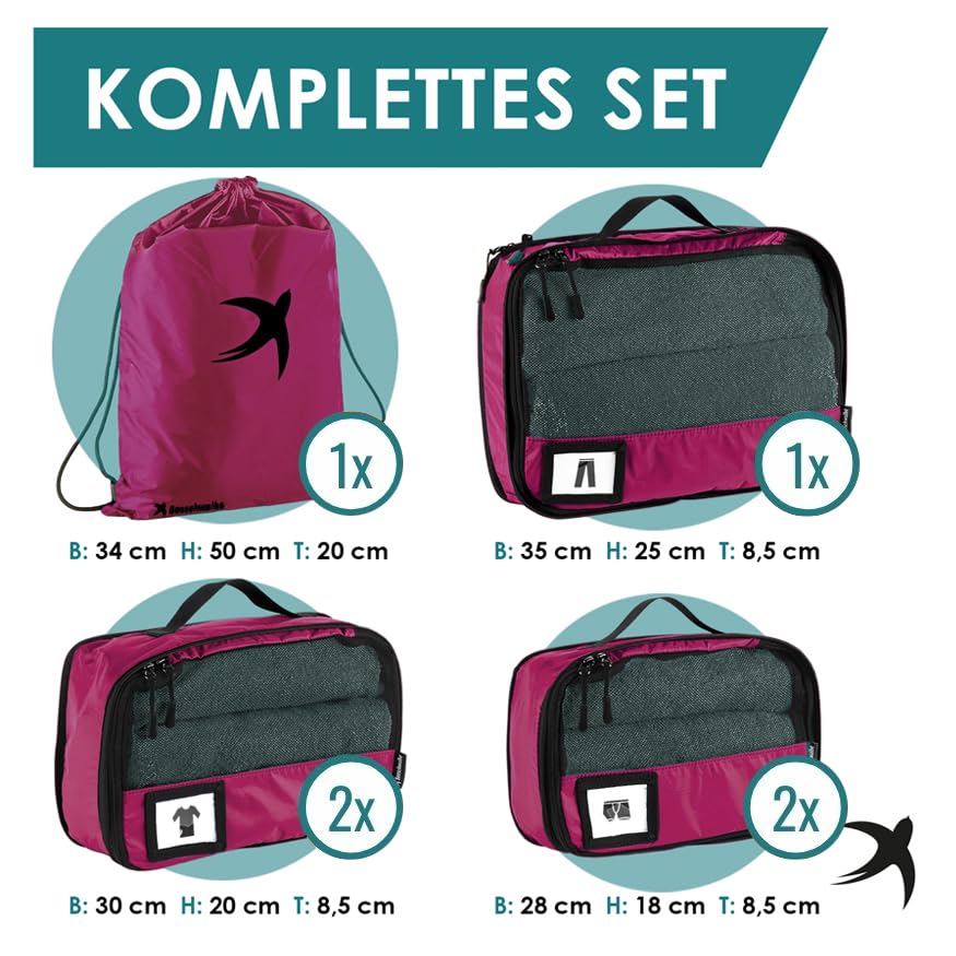 Packing Cubes mit Kompression in 6 verschiedenen Farben