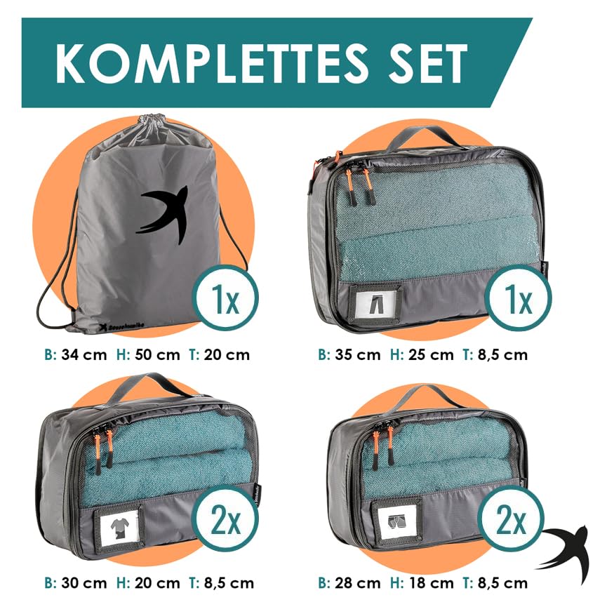 Packing Cubes mit Kompression in 6 verschiedenen Farben