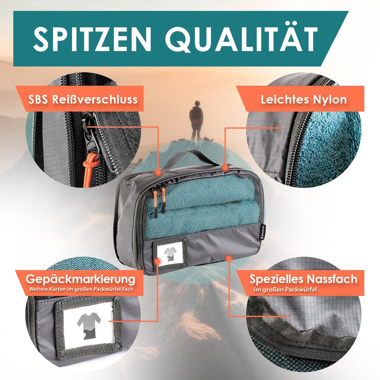 Packing Cubes mit Kompression in 6 verschiedenen Farben