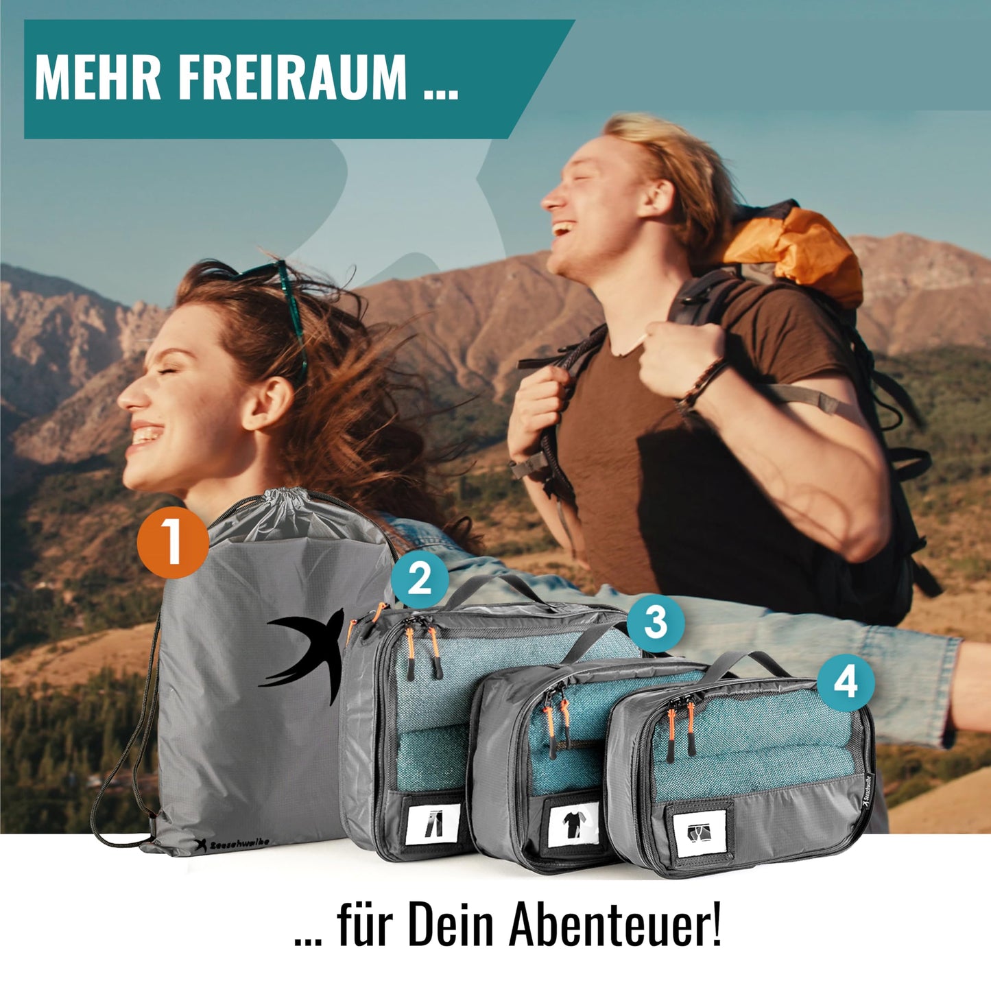 Packing Cubes mit Kompression in 6 verschiedenen Farben