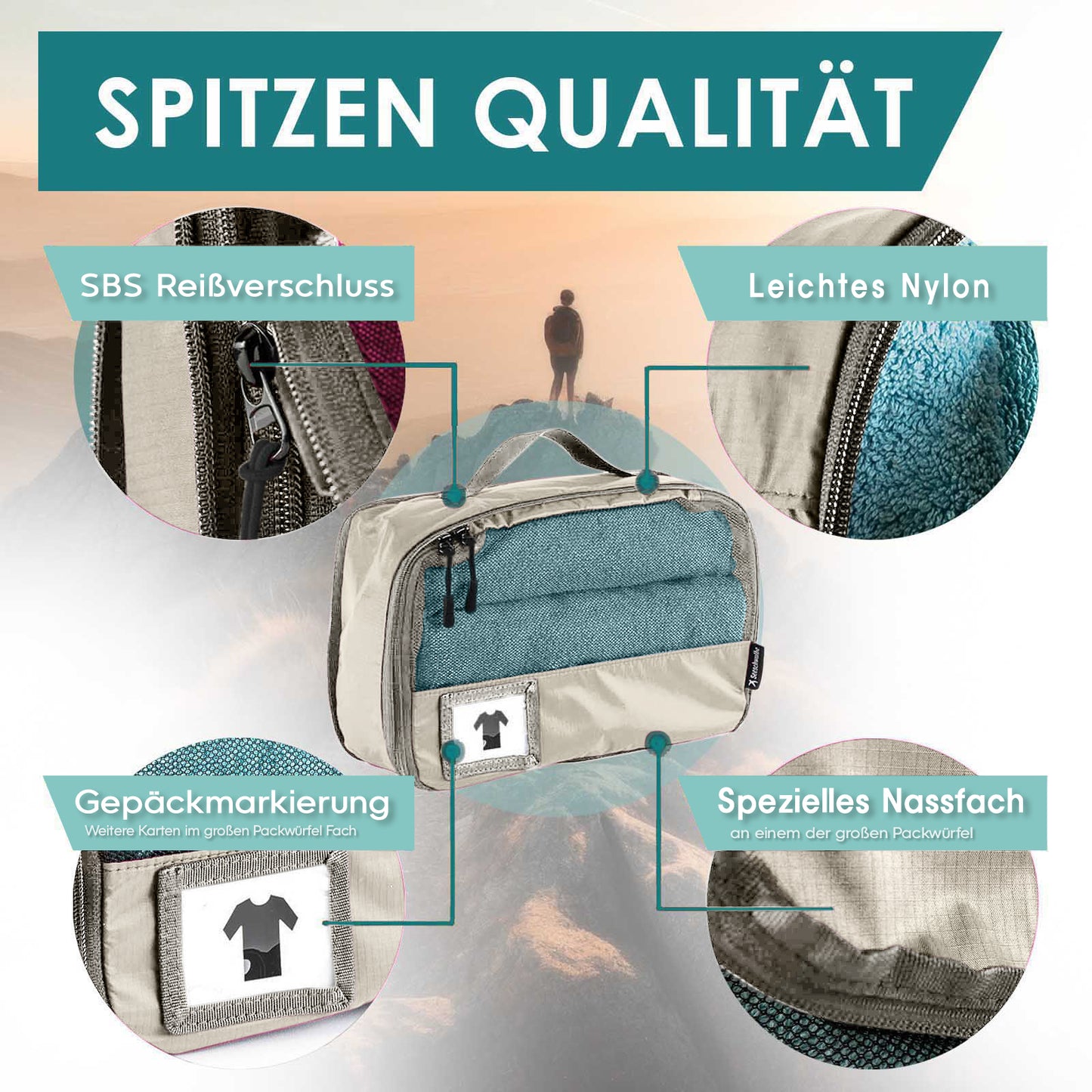 Packing Cubes mit Kompression in 6 verschiedenen Farben