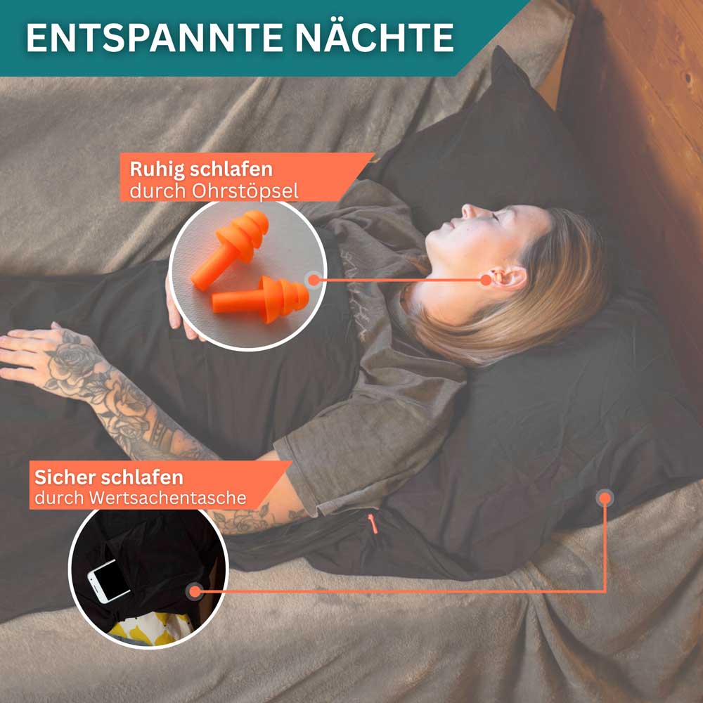Hütten/ -Reiseschlafsack ultradünn aus 100% Baumwolle in 3 Farbvarianten (Inlett zur Kombination mit einer Decke)