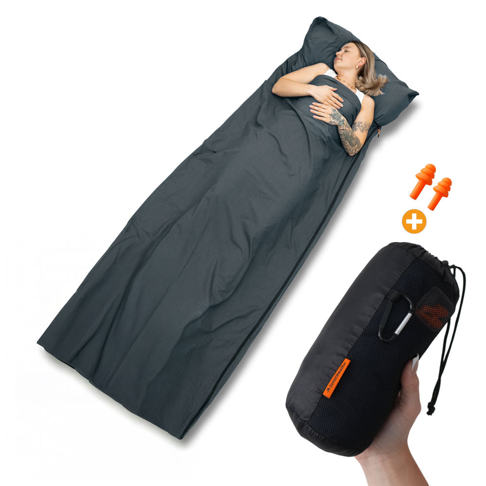 Hütten/ -Reiseschlafsack ultradünn aus 100% Baumwolle in 3 Farbvariant – Seeschwalbe