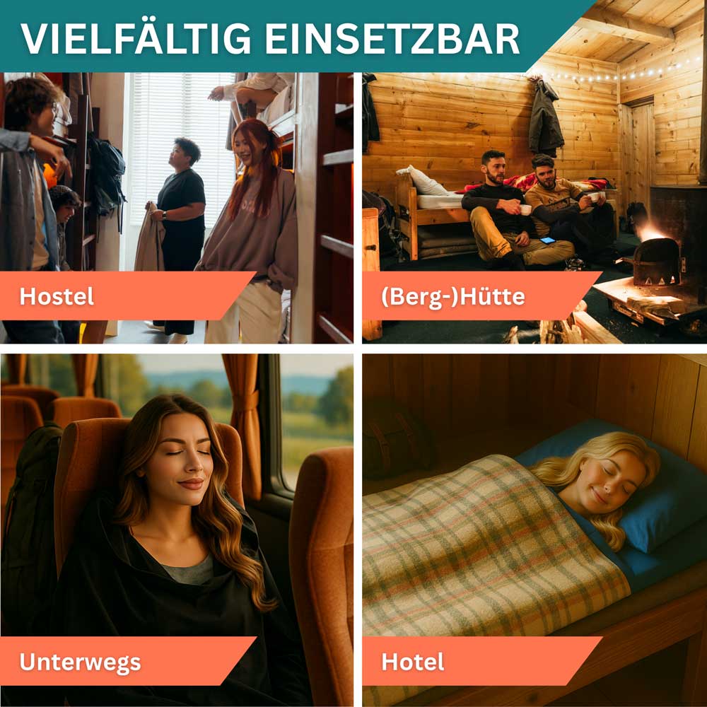 Hütten/ -Reiseschlafsack ultradünn aus 100% Baumwolle in 3 Farbvarianten (Inlett zur Kombination mit einer Decke)