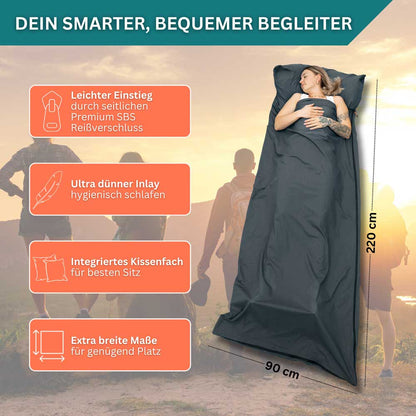 Hütten/ -Reiseschlafsack ultradünn aus 100% Baumwolle in 3 Farbvarianten (Inlett zur Kombination mit einer Decke)