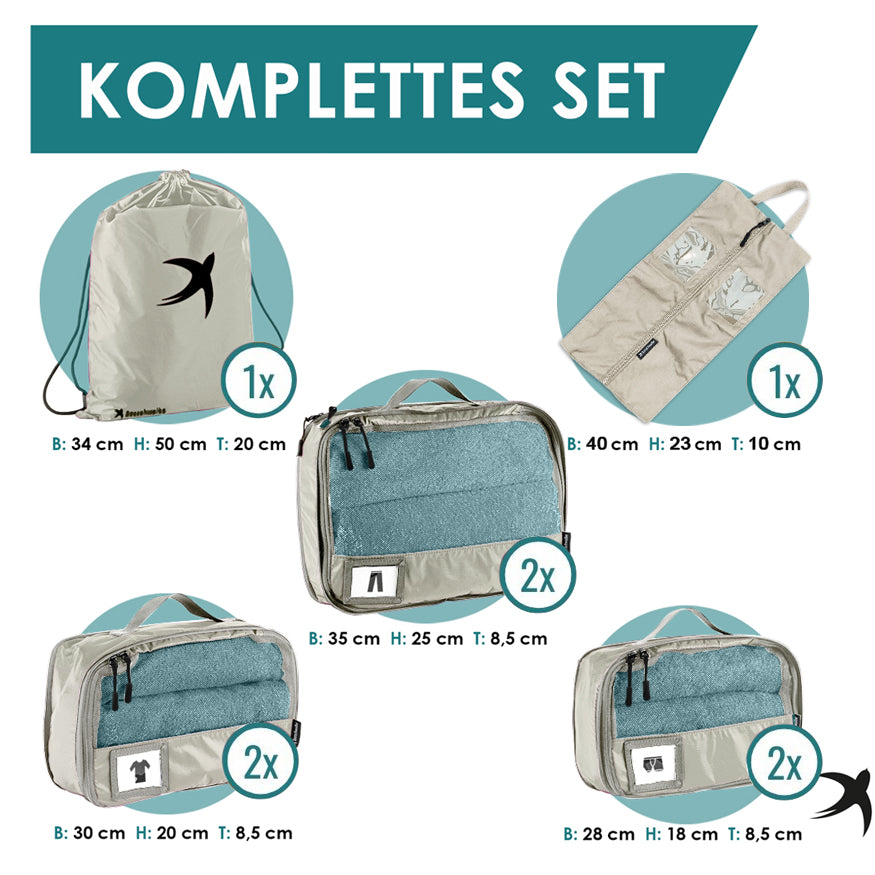 Packing Cubes mit Kompression in 6 verschiedenen Farben
