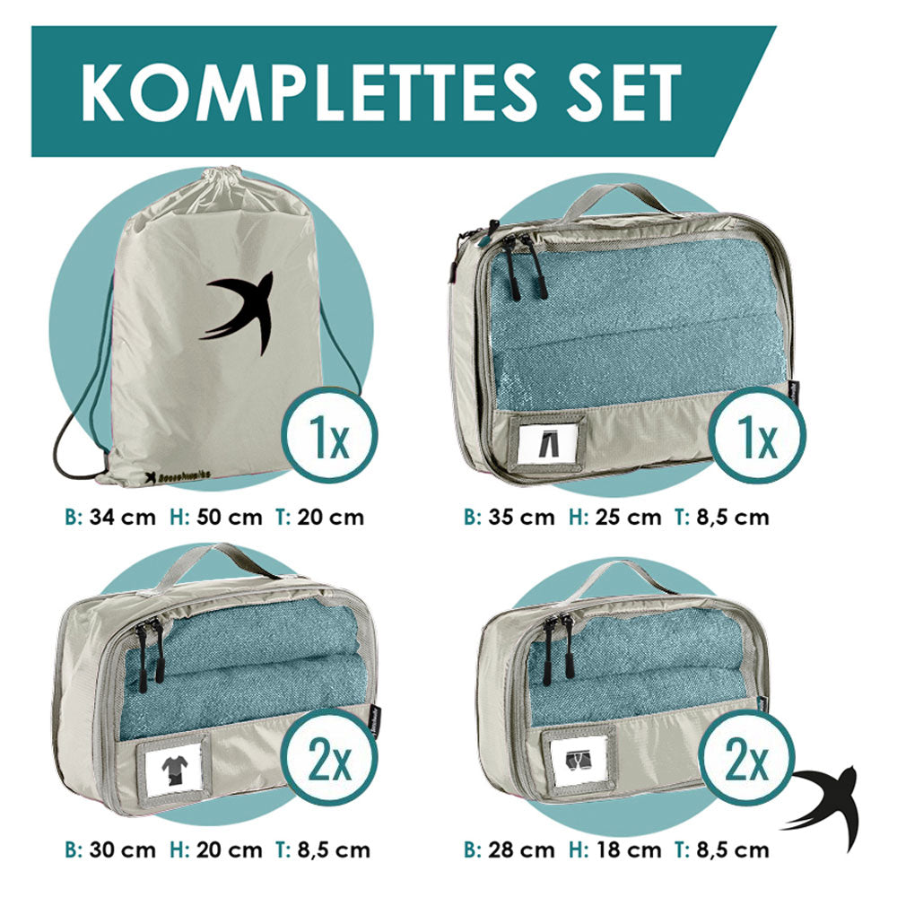 Packing Cubes mit Kompression in 6 verschiedenen Farben