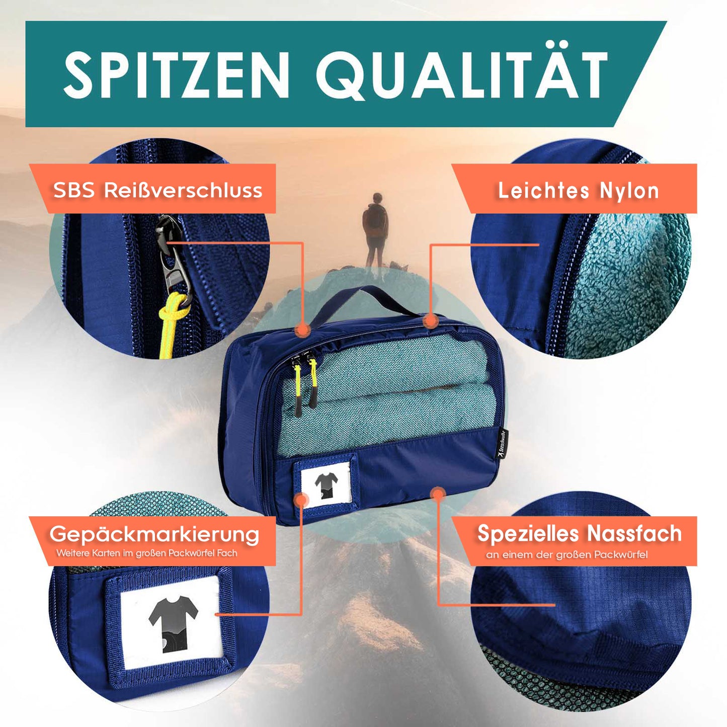 Packing Cubes mit Kompression in 6 verschiedenen Farben