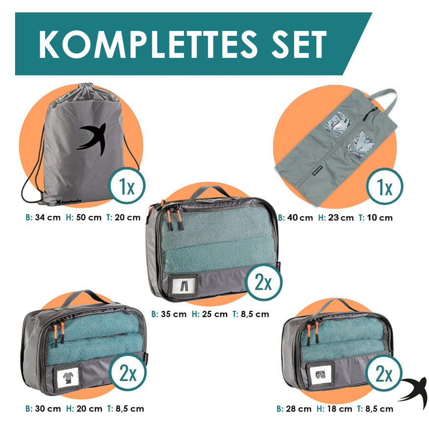 Packing Cubes mit Kompression in 6 verschiedenen Farben