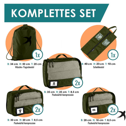 Packing Cubes mit Kompression in 6 verschiedenen Farben