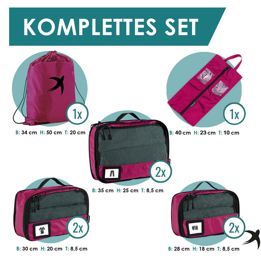 Packing Cubes mit Kompression in 6 verschiedenen Farben