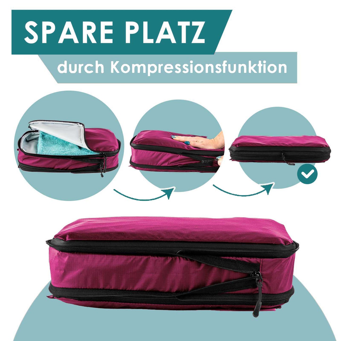 Packing Cubes mit Kompression in 6 verschiedenen Farben